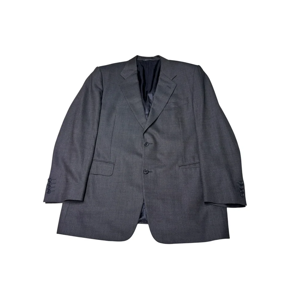 Canali  Mens Wool Suit Blazer Jacket Gray‎ Micro Check Italy 44R US 54 EU